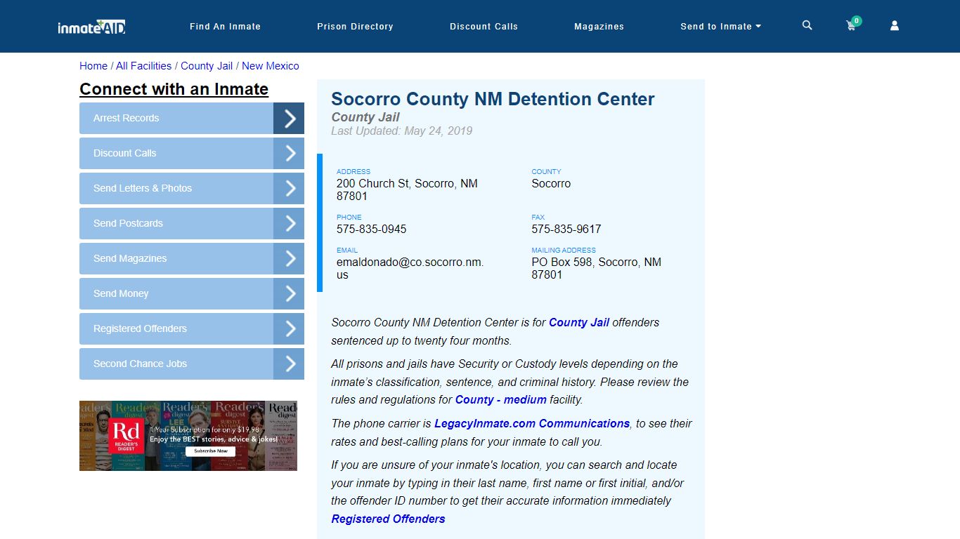 Socorro County NM Detention Center - Inmate Locator